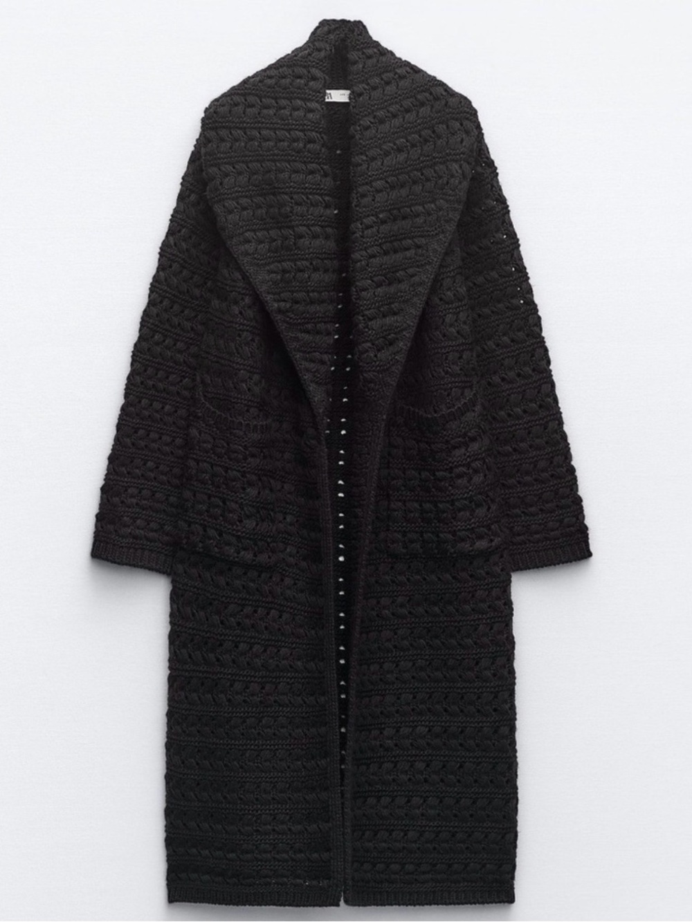 Zara Long Perforated Sweater Jacket Size M